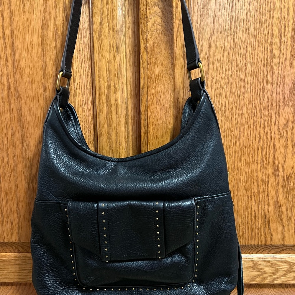 Aimee Kestenberg Black Studded Leather Shoulder Bag